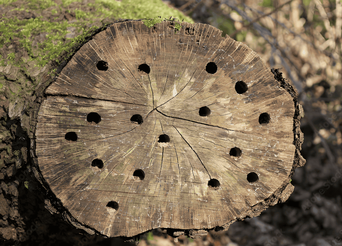 drill holes in a tree stump and build an insect hotel