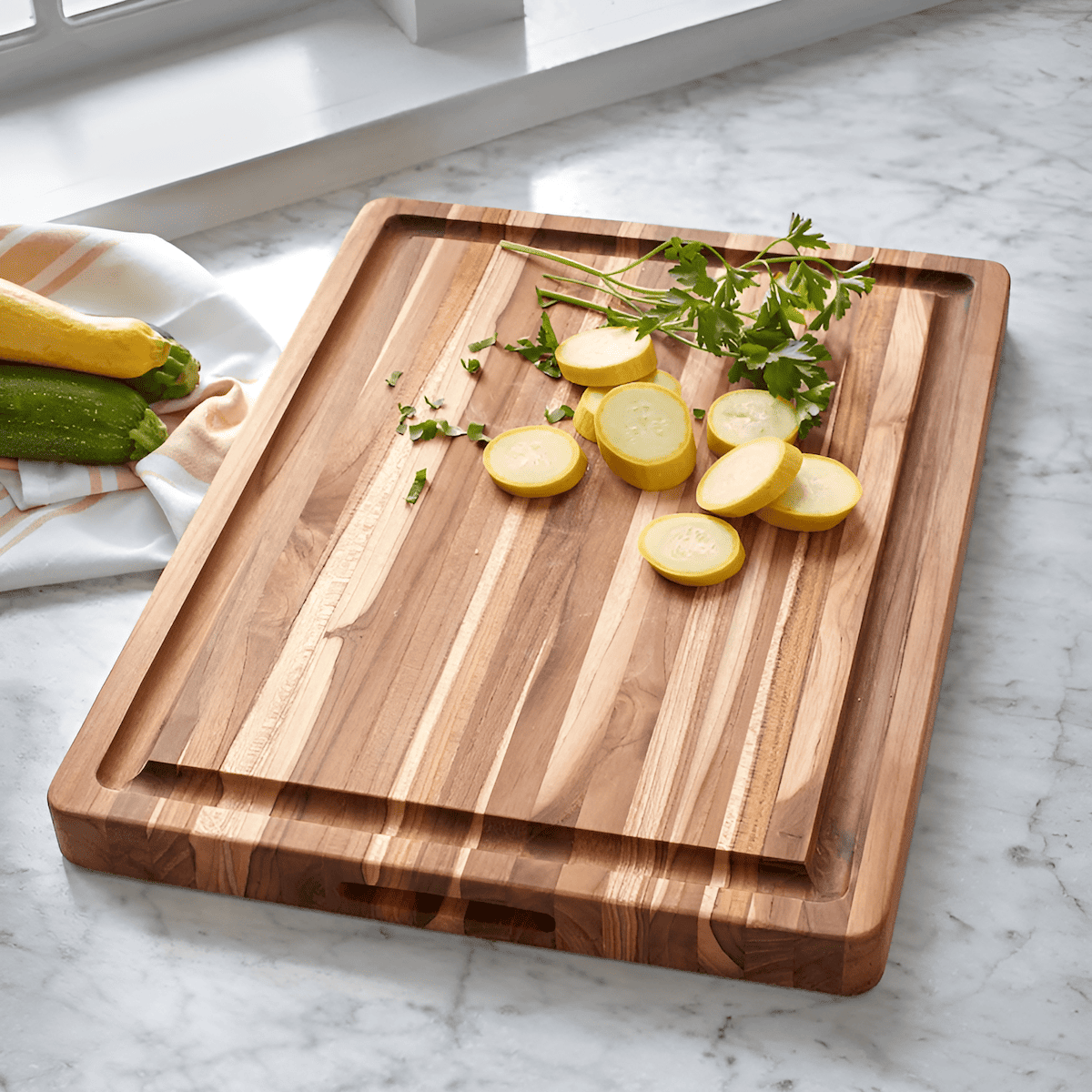 how juice grooves protect different food items on your cutting board