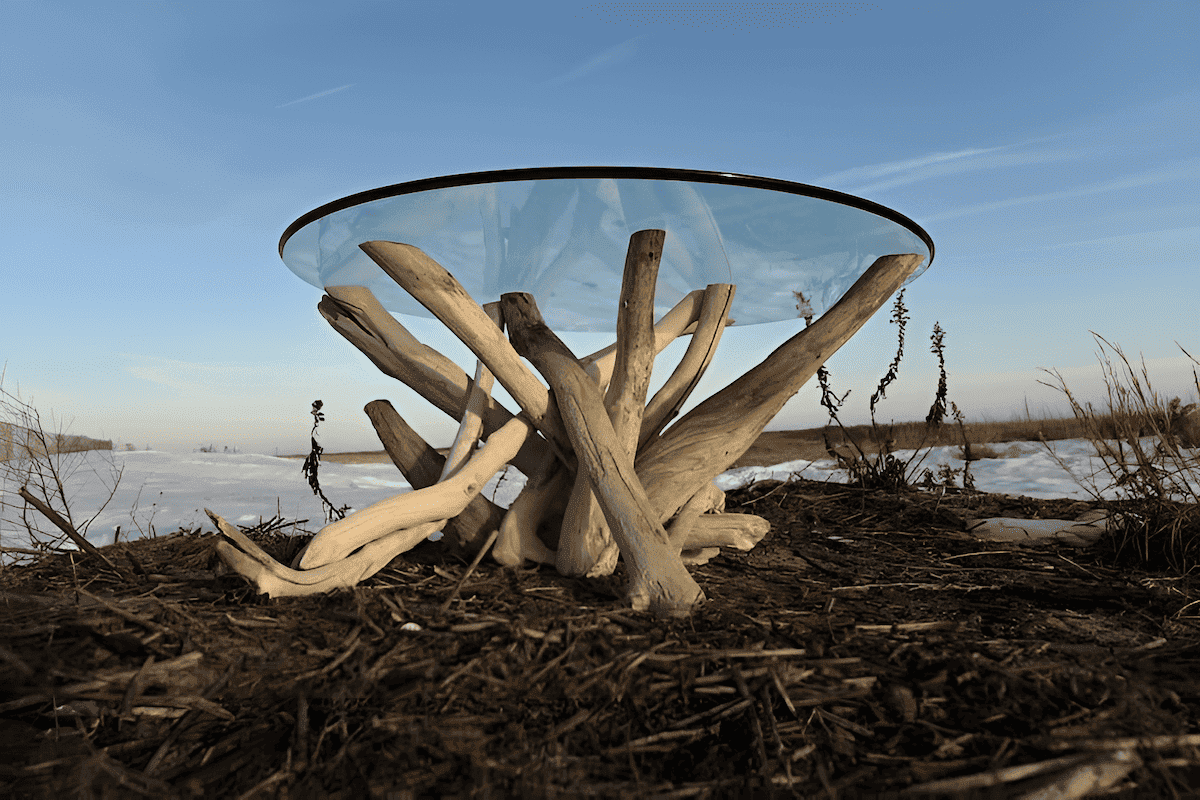 a center table made out of driftwood