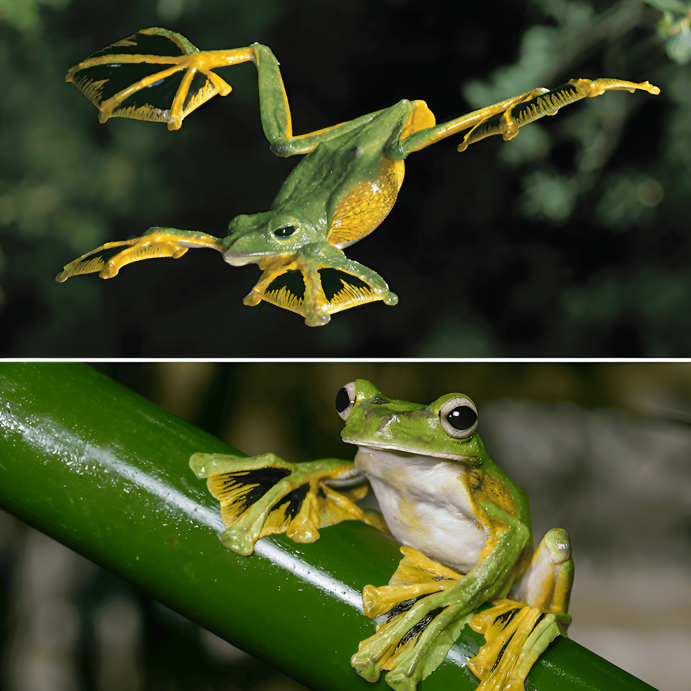 extensive skin webbing between its toes