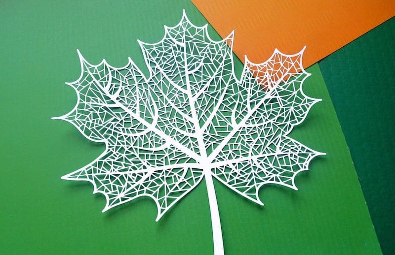 intricate paper cut leaves