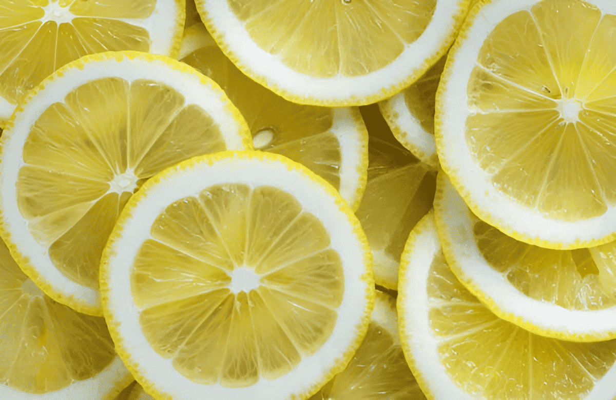 kitchen cutting board lemon slices