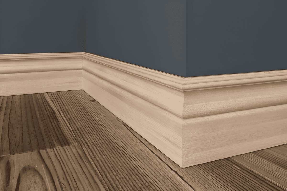 natural wood grain varnisged oak baseboard