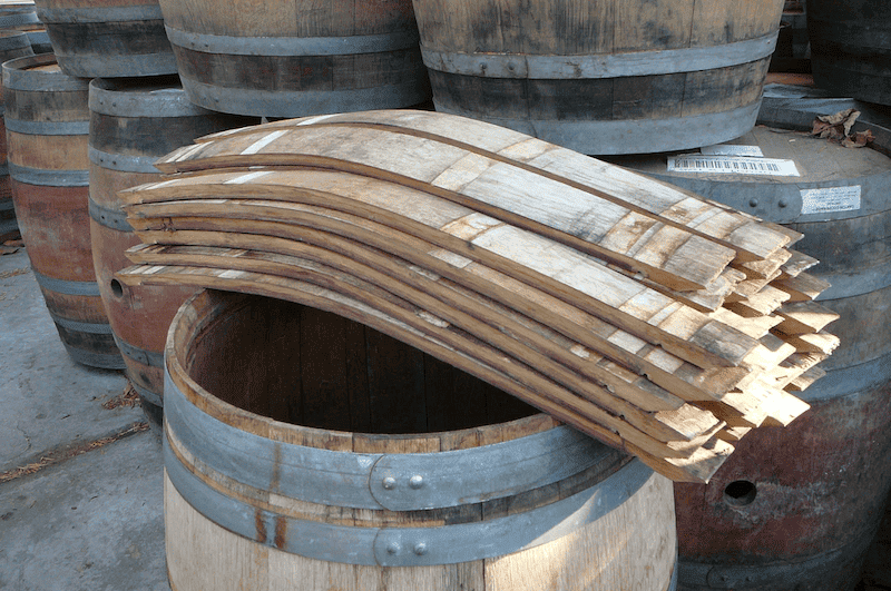 the staves of a oak barrel