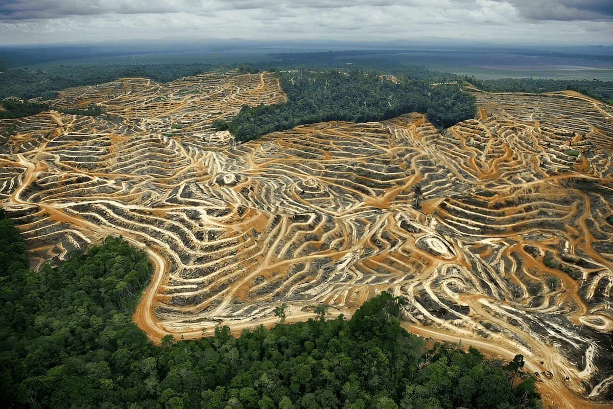 cleared forest for palm oil plantations