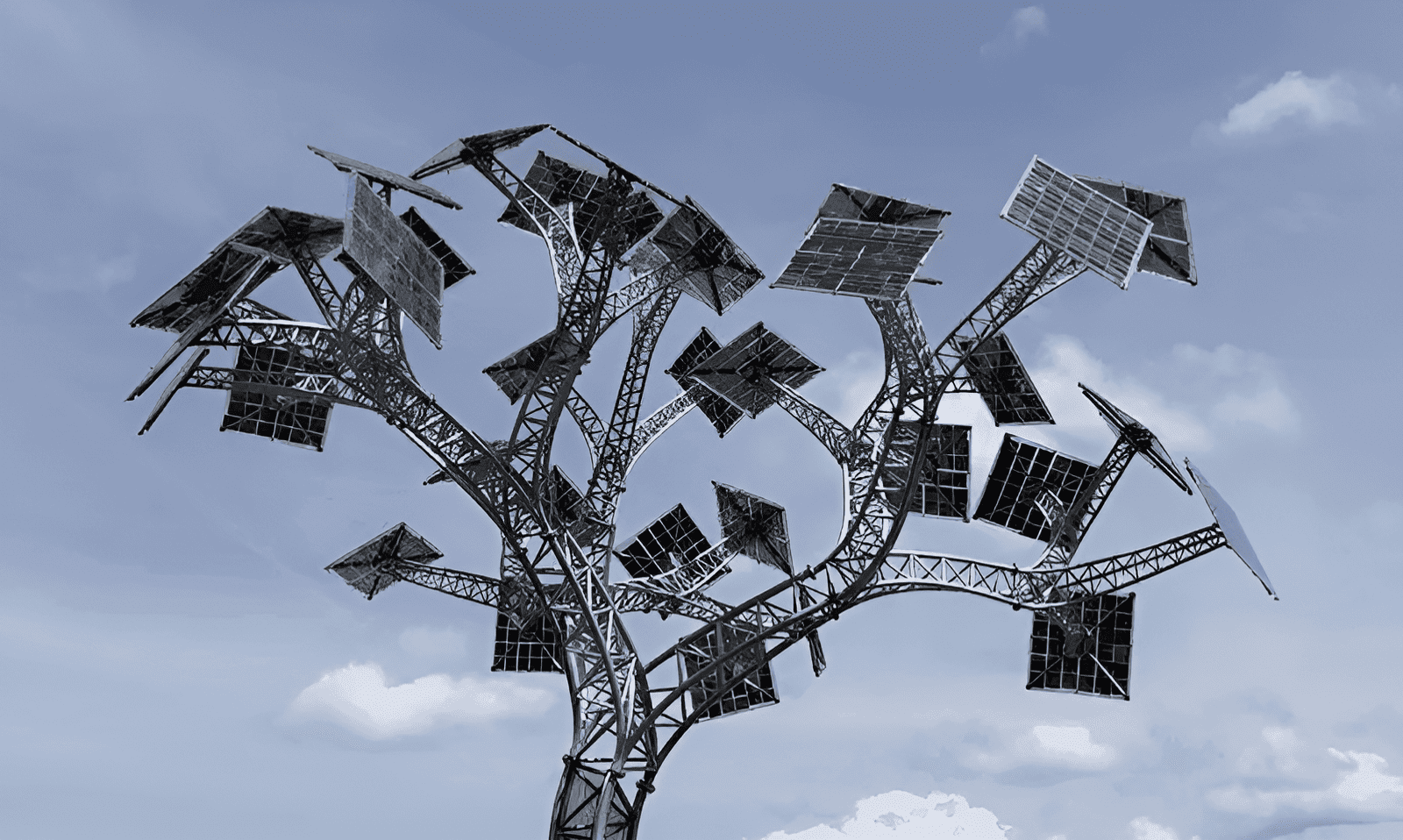 solar panels arranged in the shape of a tree