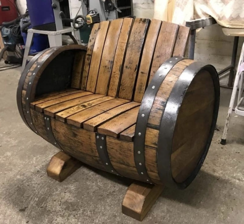 innovative ways to build outdoor furniture using a repurposed wood barrel