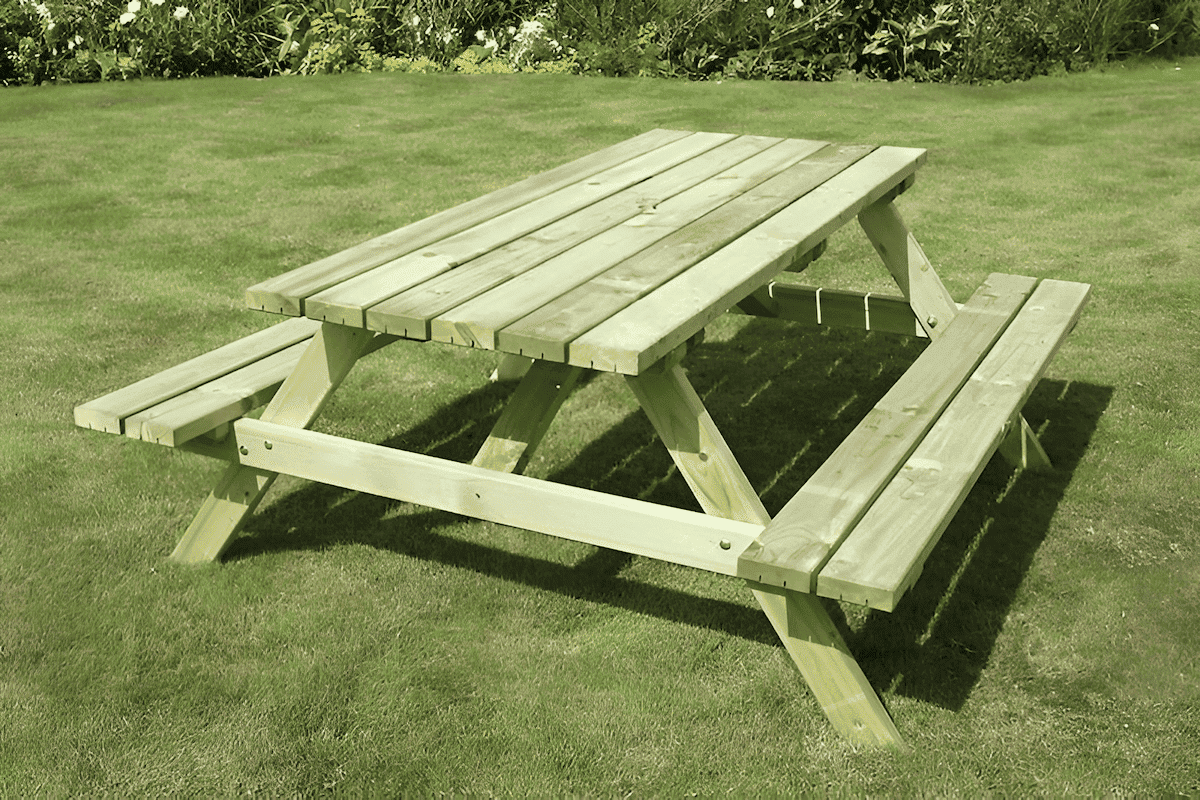 outdoor picnic table made from pressure treated lumber